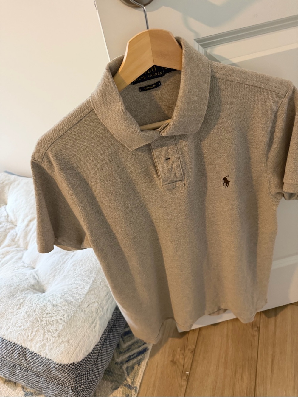 Ralph Lauren Men’s Light Beige Polo with Brown Pony